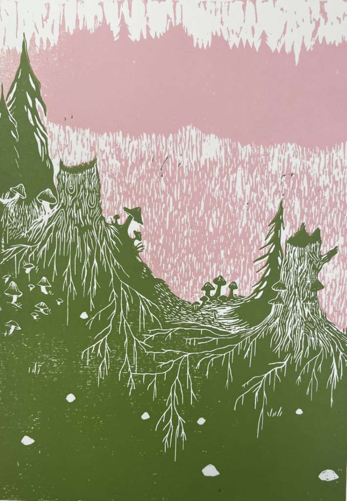 Mot Sinober, rosa/lysgrønn