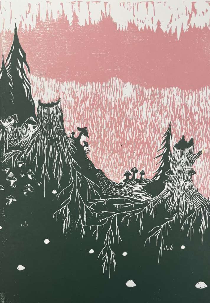 Mot Sinober, rosa/mørk grønn